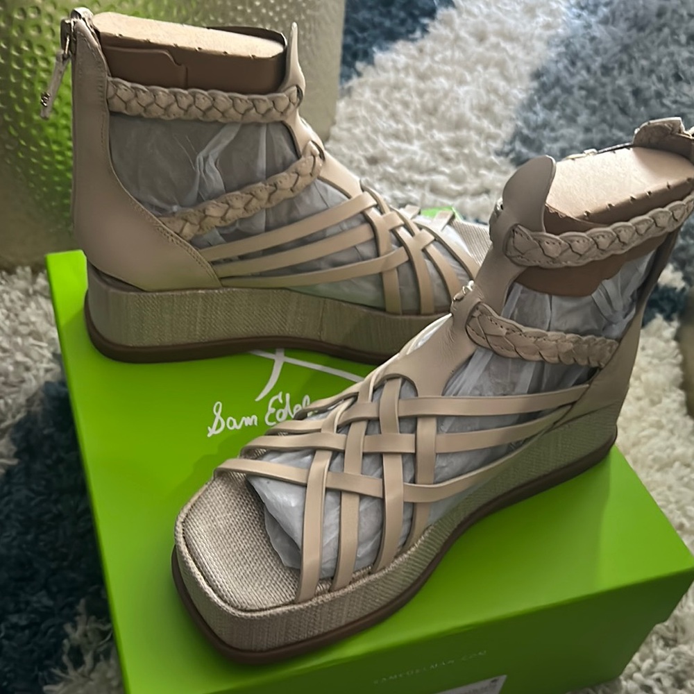 Sam Edelman Beige Braided Platform Sandals - Picture 4 of 7